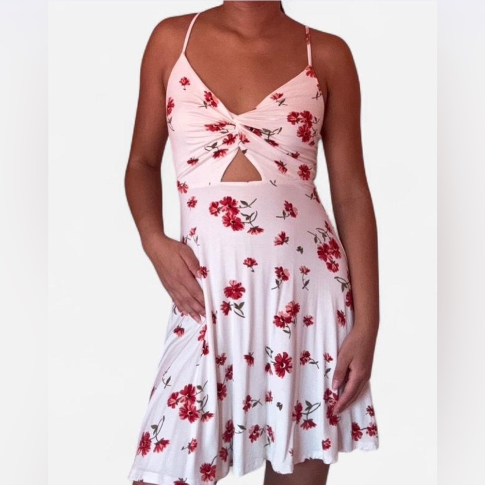 Garage Red and White Tie Front Mini Dress